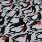 Preview: Baumwolljersey Pinguine mit Herz schwarz weiß rot